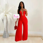 Combinaison bustier & bas large - rouge – Image 2