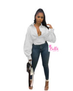 Chemise Crop top - Blanche – Image 3