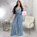 Combinaison bas large bicolore - bleue