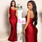 Robe de soirée 1 manche - rouge