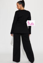 Ensemble pantalon bas large et veste - noir – Image 5