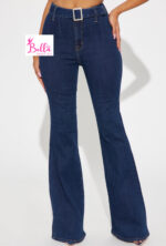 Pantalon en jean bas large avec ceinture – Image 2