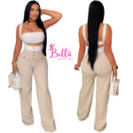 Ensemble pantalon avec bustier - beige – Image 3