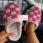 Chausson damier - rose
