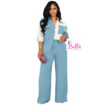 Ensemble pantalon bicolore - bleu blanc – Image 4
