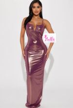 Robe de soirée métallique - violet