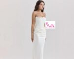 Robe de soirée 3/4 en soie léger - Blanche – Image 4
