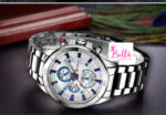 Montre Curren homme - bleu blanc et blande argentée (+ boîte) – Image 2