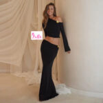 Ensemble jupe et top asymétrique - noir doré