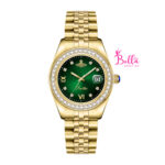 Montre Scottie - vert et bande dorée (+ boîte + sac + ajusteur de bande) – Image 2