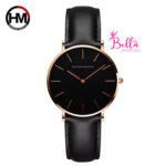 Montre Hannah Martin unisexe - cuir noir (+ boîte)