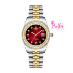 Montre Scottie - rouge et bande dorée argentée (+ boîte + sac + ajusteur de bande) – Image 2