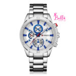 Montre Curren homme - bleu blanc et blande argentée (+ boîte)