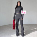 Ensemble pantalon et top avec manches évasées - gris – Image 3