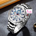 Montre Curren homme - bleu blanc et blande argentée (+ boîte) – Image 3