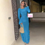 Robe moulante longues manches - bleu – Image 2