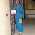 Robe moulante longues manches - bleu – Image 4