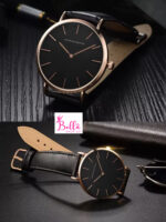 Montre Hannah Martin unisexe - cuir noir (+ boîte) – Image 6