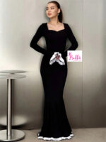 Robe manches longues - noir blanc – Image 3