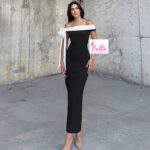 Robe moulante bicolore - noir blanc – Image 4