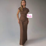 Robe moulante avec fronces - marron