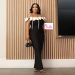 Robe moulante avec strass pendants - noir blanc