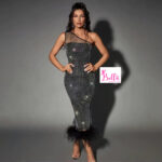 Robe 1 manche avec strass - noire