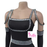 Combinaison avec gants et détails strass - noire – Image 4