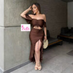 Robe moulante cut out - marron