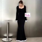 Robe manches longues - noir blanc – Image 5