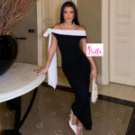Robe moulante bicolore - noir blanc