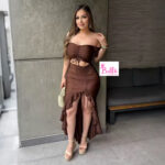 Robe moulante cut out - marron – Image 3