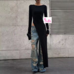 Haut asymétrique et longue manche - noir – Image 5
