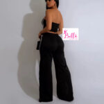 Ensemble pantalon fendu et haut - noir blanc – Image 3