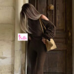 Ensemble pantalon et top asymétrique - marron