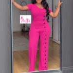 Combinaison avec détails boutons - rose