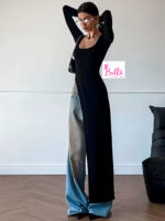 Haut asymétrique et longue manche - noir – Image 4