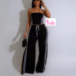 Ensemble pantalon fendu et haut - noir blanc