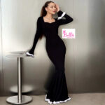 Robe manches longues - noir blanc