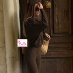 Ensemble pantalon et top asymétrique - marron – Image 4
