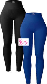 Legging taille haute côtelé et gainant - bleu – Image 3