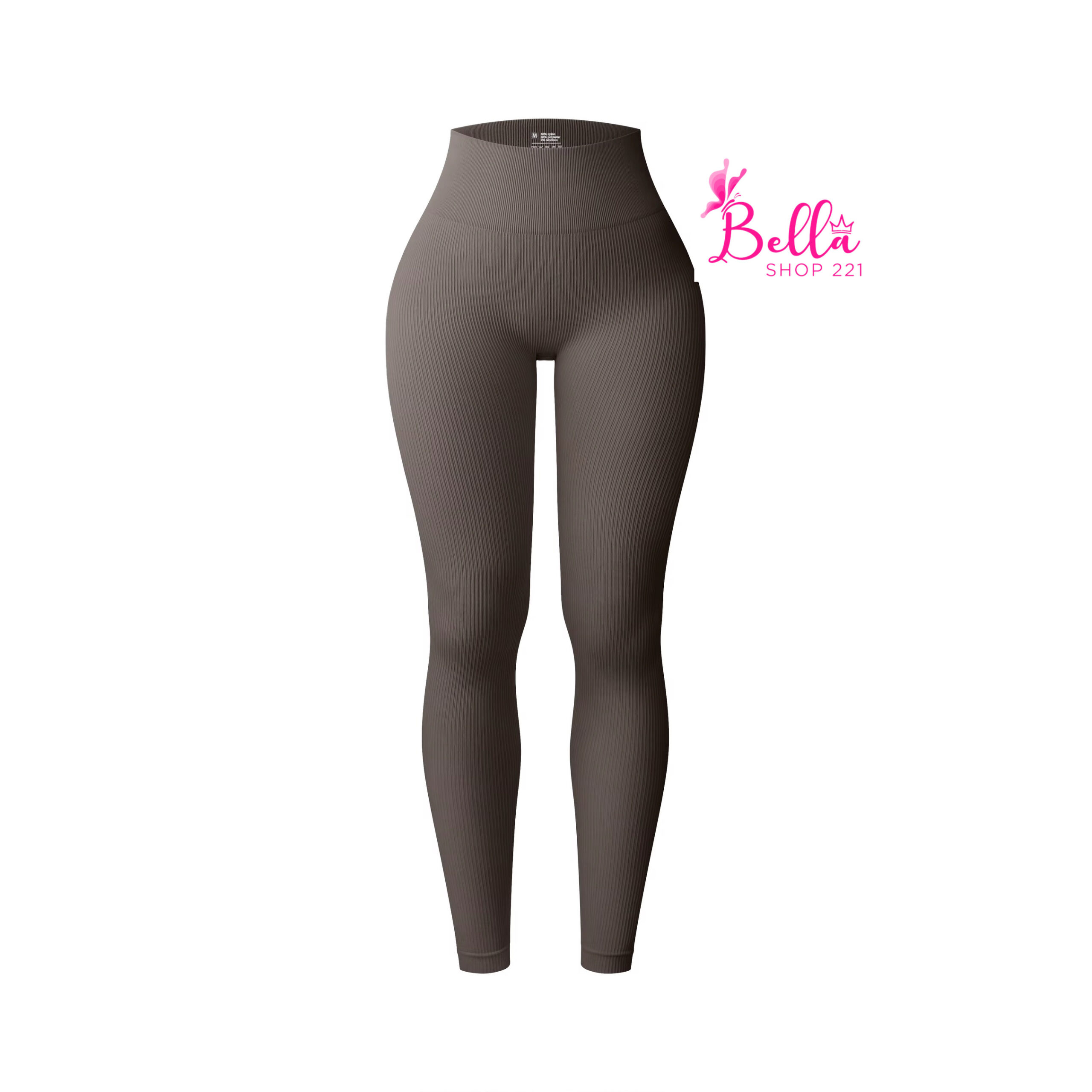 d201dd15-4359-4bd0-a806-39dce2c0a7a5 Legging taille haute côtelé et gainant - taupe – Image 1