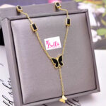 Collier papillon noir (acier au titane)