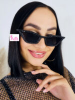 Lunette de soleil - noire avec strass – Image 2