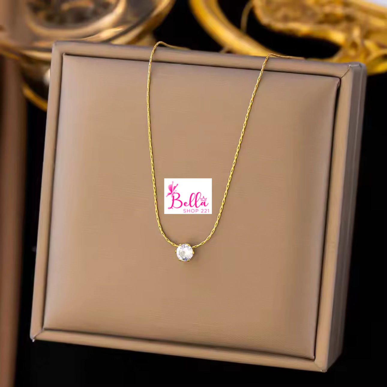 620761f0-d64e-40ab-a595-41be74889f6d Collier avec strass (acier inoxydable) – Image 1
