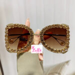 Lunette de soleil - marron avec strass – Image 3