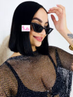 Lunette de soleil - noire avec strass – Image 3