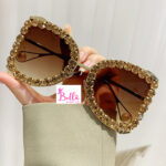 Lunette de soleil - marron avec strass – Image 2