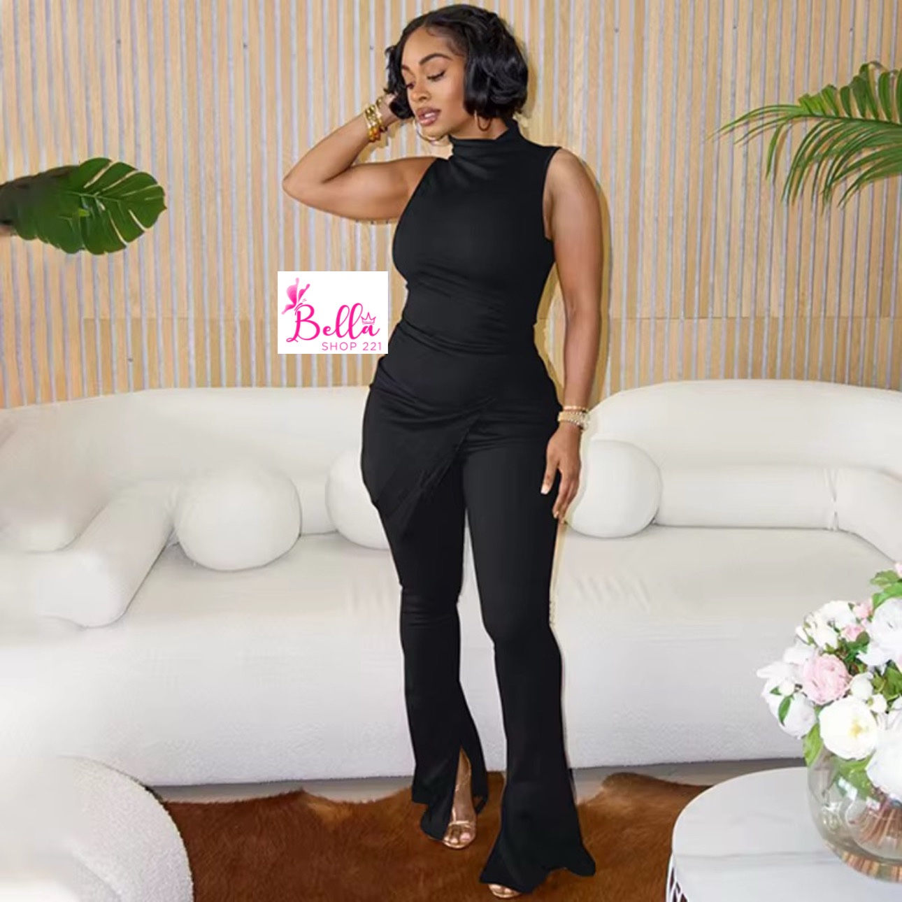 100d54c9-add0-4650-8fd0-19b7b8b0ba2e Ensemble pantalon et haut - noir – Image 1