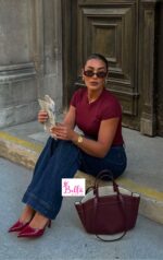Sac Fourre-Tout Z*ra + pochette - rouge bordeaux – Image 2